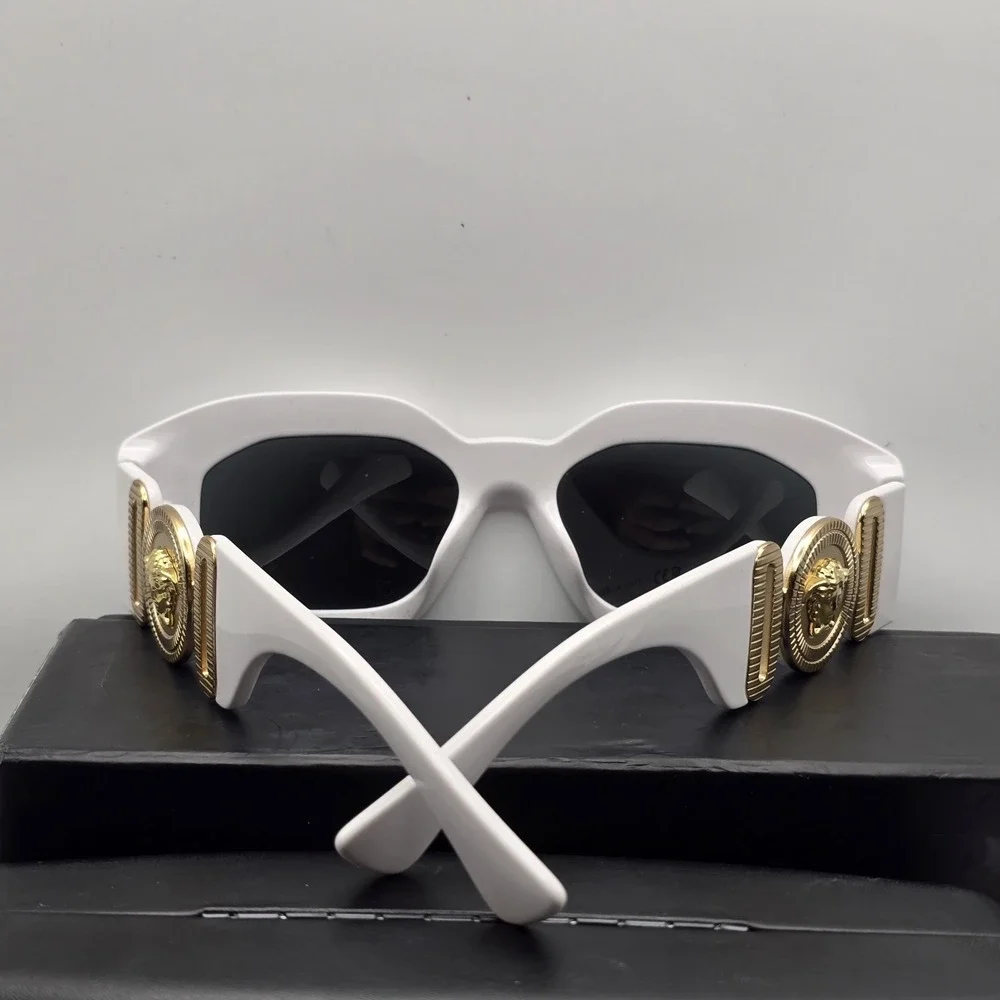 Versace VE4425U 314/87 White Gold Medusa Shield Sunglasses 53mm Italy NWOT
